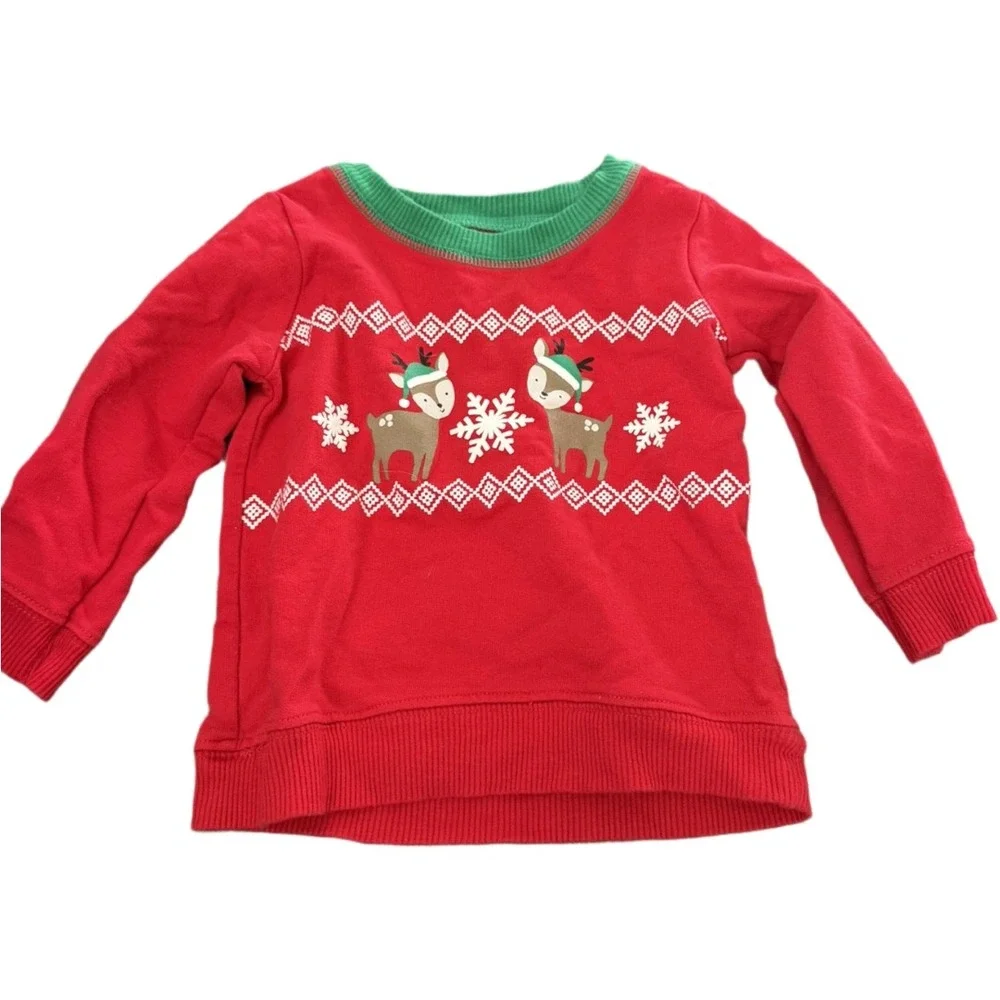 Carter's Just One You 9M Christmas Reindeer Sweatshirt Red Holiday Baby